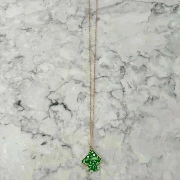 Anthropologie Green Mushroom Pendant Necklace - Picture 3 of 4